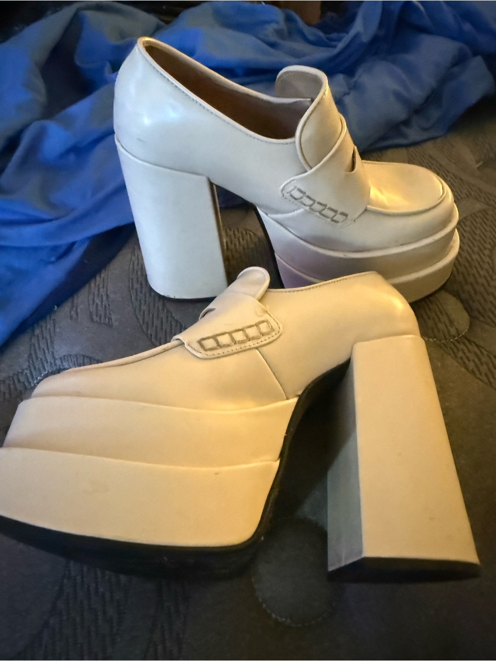 Steve Madden Cream Platform Block Heel Loafers